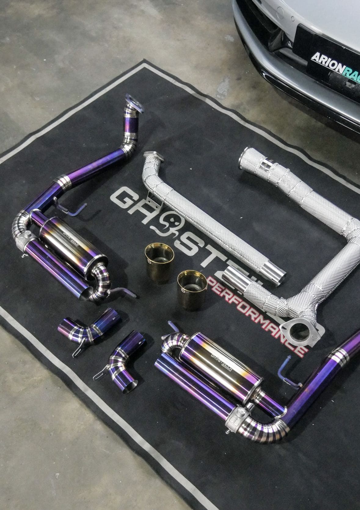 Ghostzilla Full Exhaust · Titanium Rainbow Finish